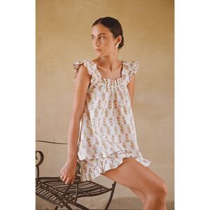 Piyama White Lotus Flower Nicolette Sleepwear Pajama top Women's Size XL